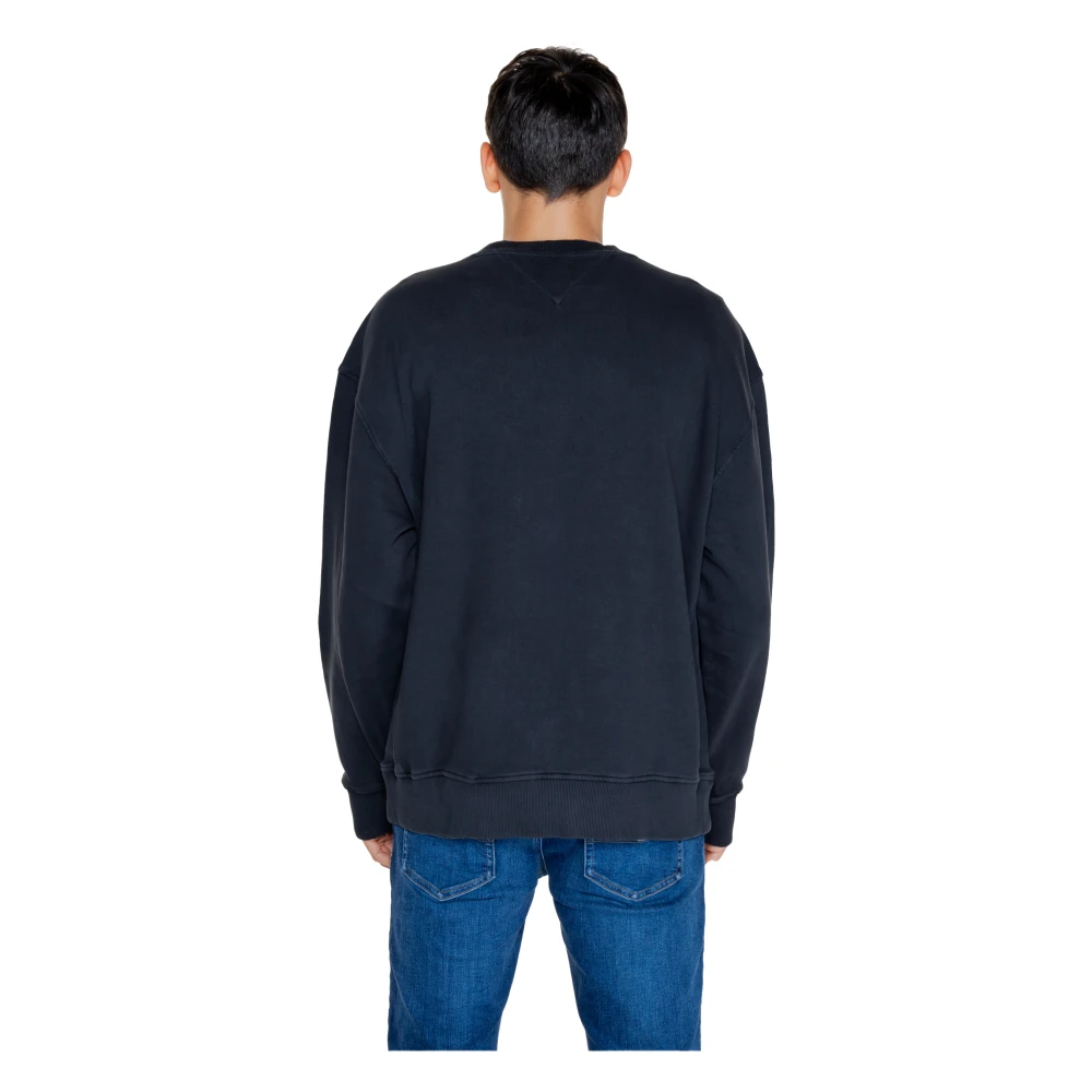 Tommy Jeans Grote Vlag Katoenen Sweatshirt Mannen Black Heren