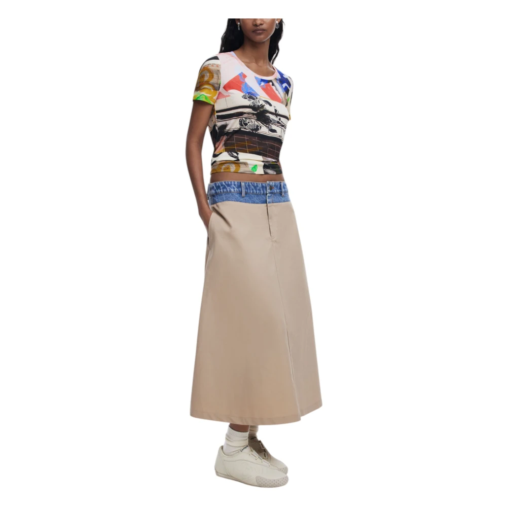 Desigual Beige Rok met Voorzakken Beige Dames