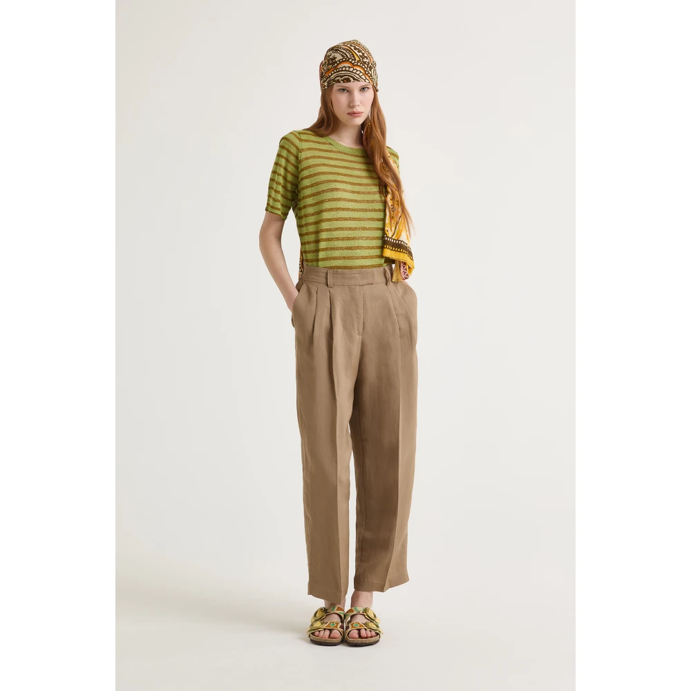 Maliparmi Magnolia Linnen Broek Brown Dames