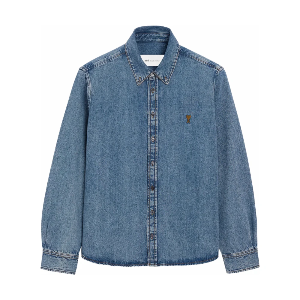 Ami Paris Herr Blå Skjortor M, Denim, De Coeur Denim Shirt