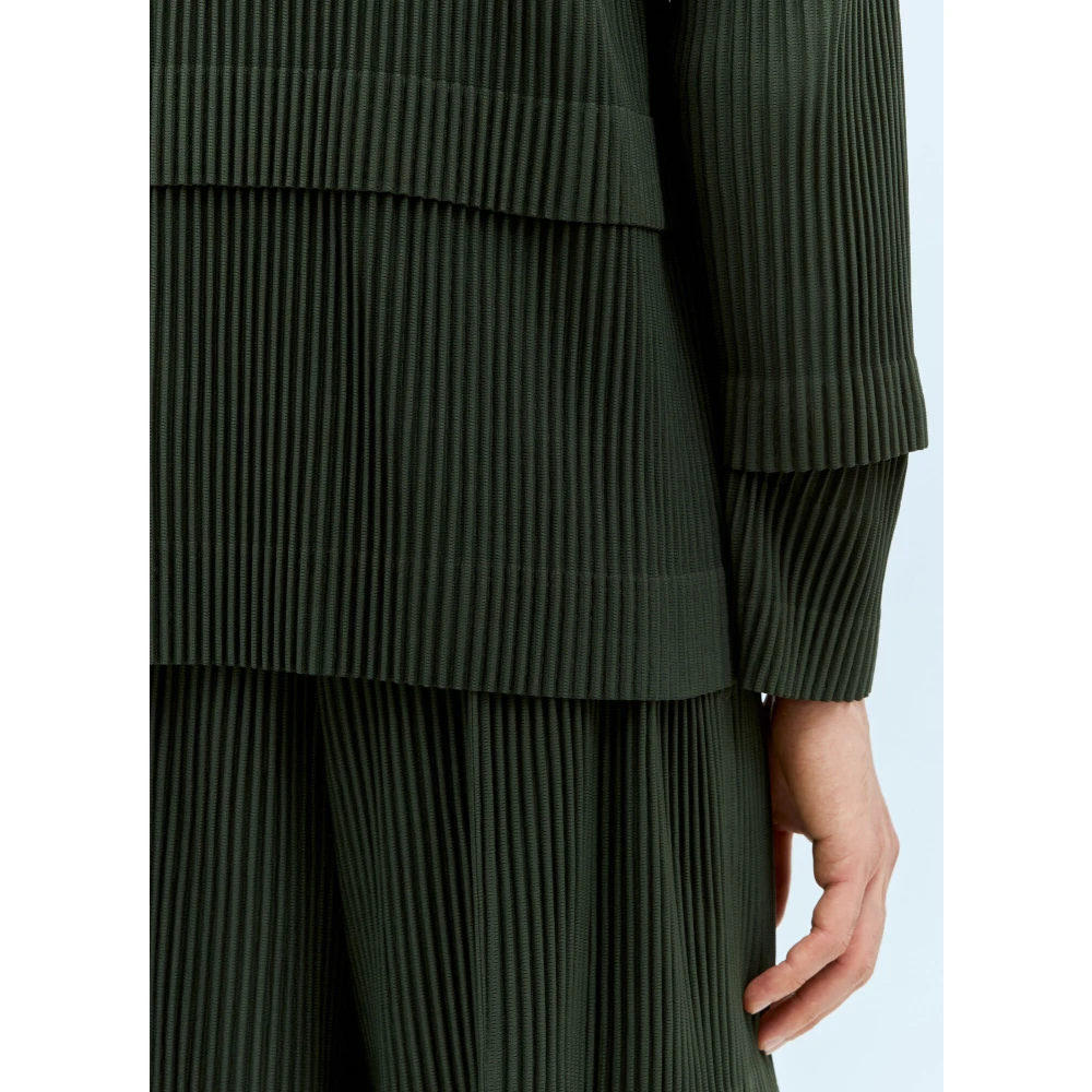 Issey Miyake Geplooide Zip-Up Cargo Jas Green Heren