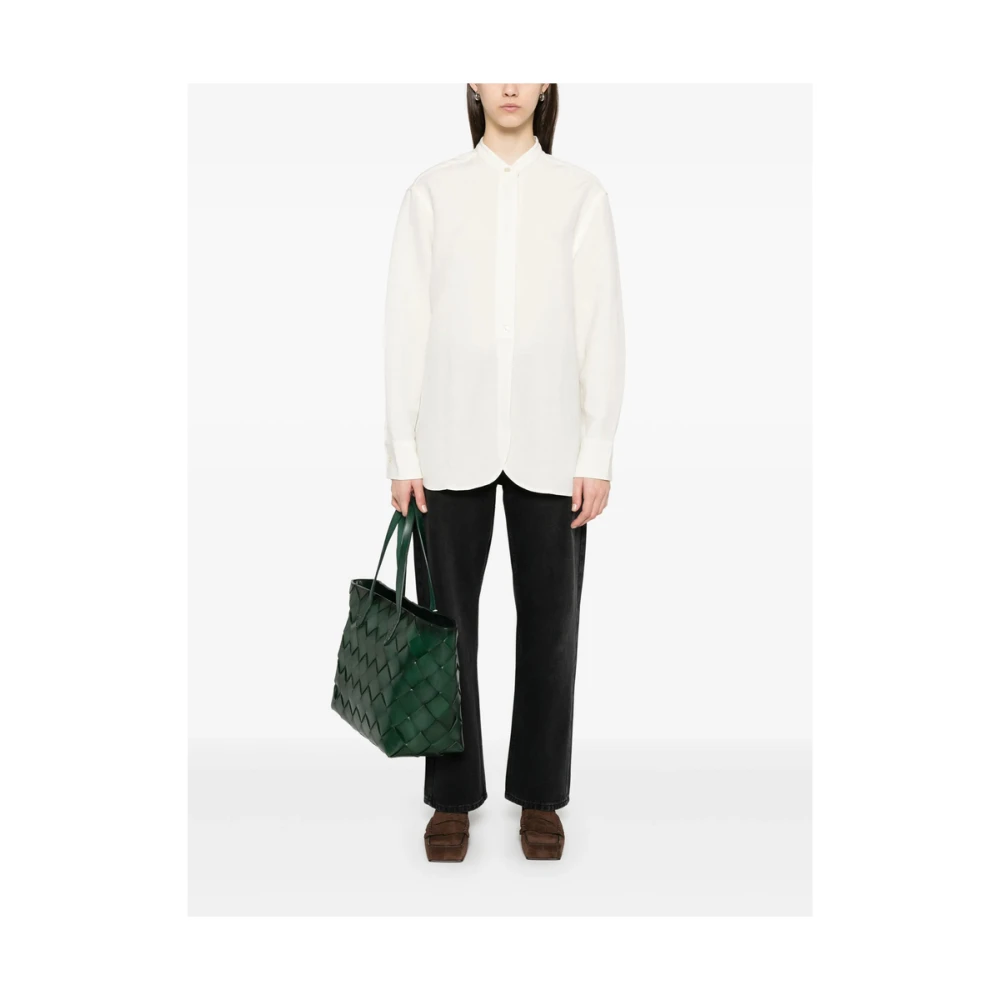 Studio Nicholson Witte Geknoopte Hemd met Opstaande Kraag White Dames