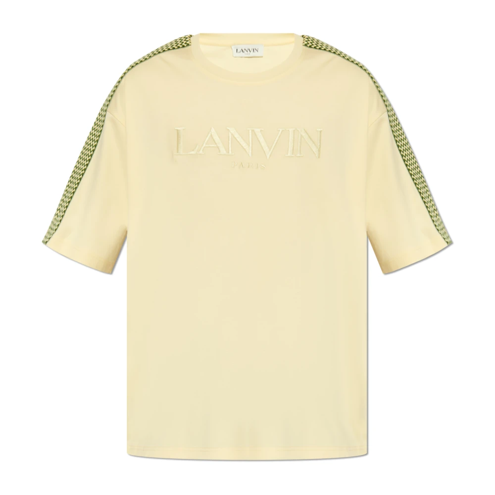 Lanvin Lichtgele Katoenen T-shirt met Logo Beige Heren