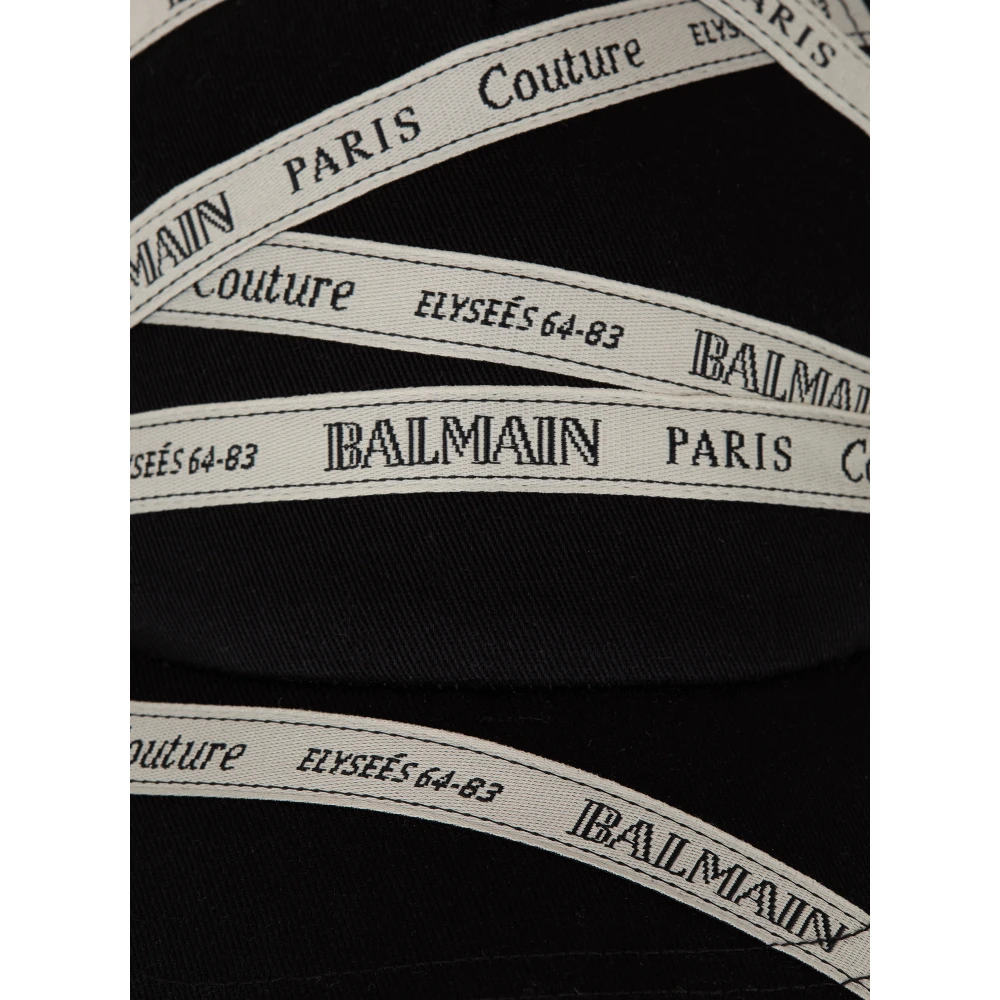 Balmain Katoenen pet met lintmotief Black Dames