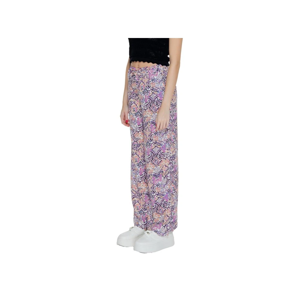 Only Paarse Viscose Palazzo Broek Multicolor Dames