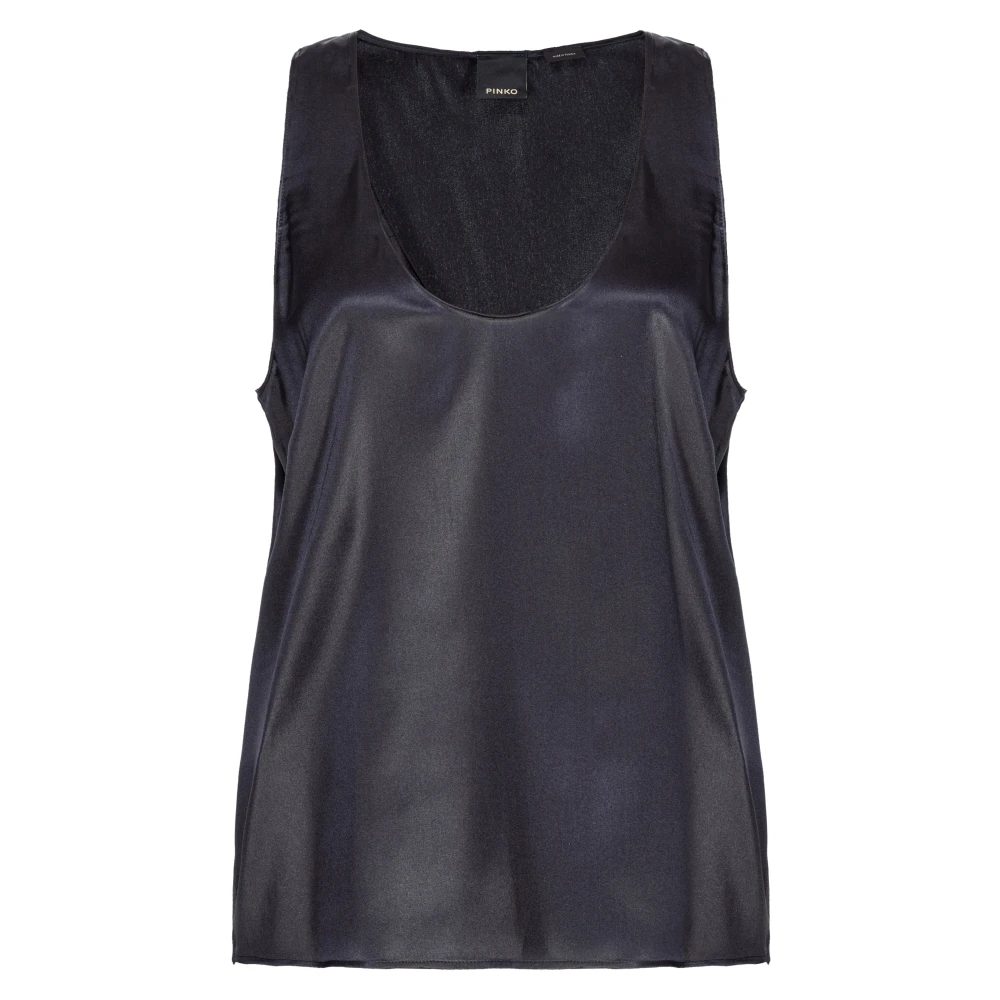 Pinko Donna Nero Top Fluido In Raso Di Seta