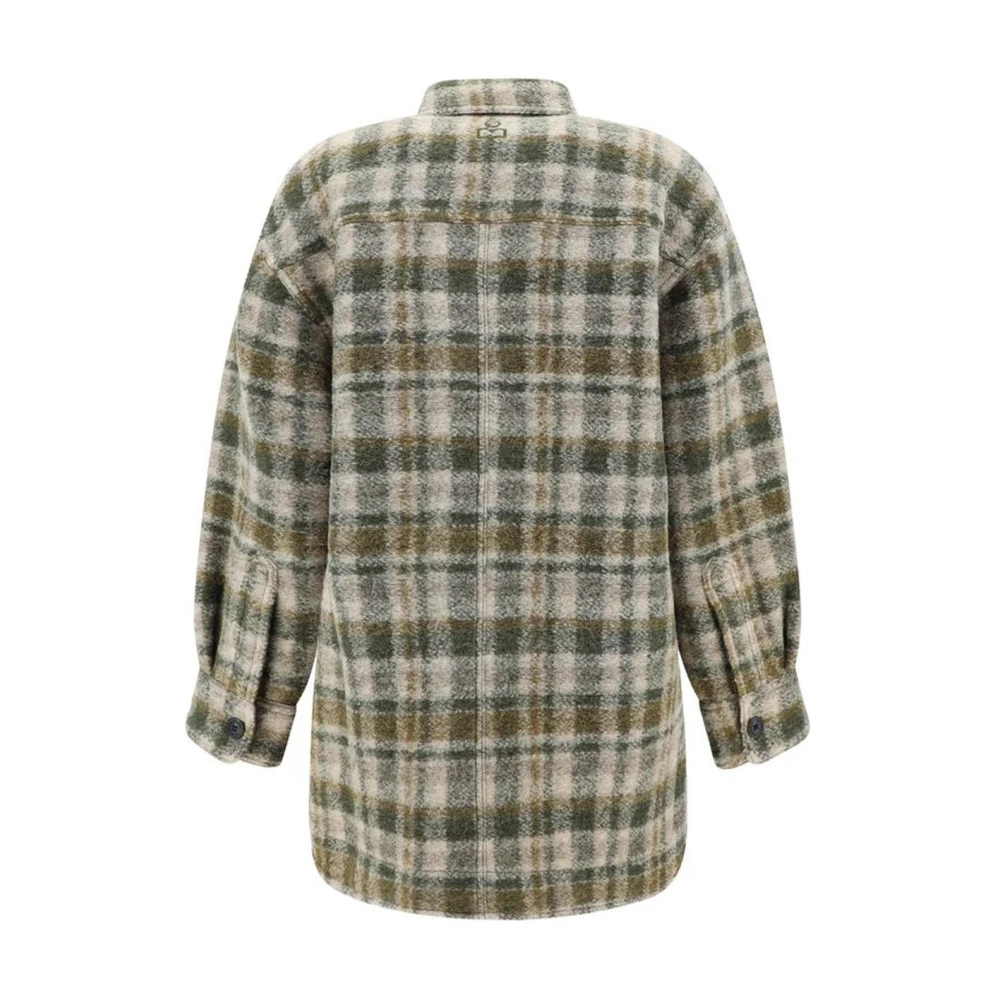 Isabel Marant Étoile Geruit Patroon Wollen Overhemdjas Oversized Green Dames