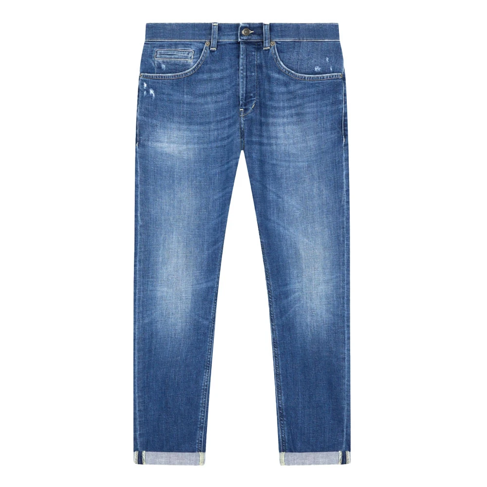 Dondup Blauwe Skinny Jeans Contraststiksels Blue Heren