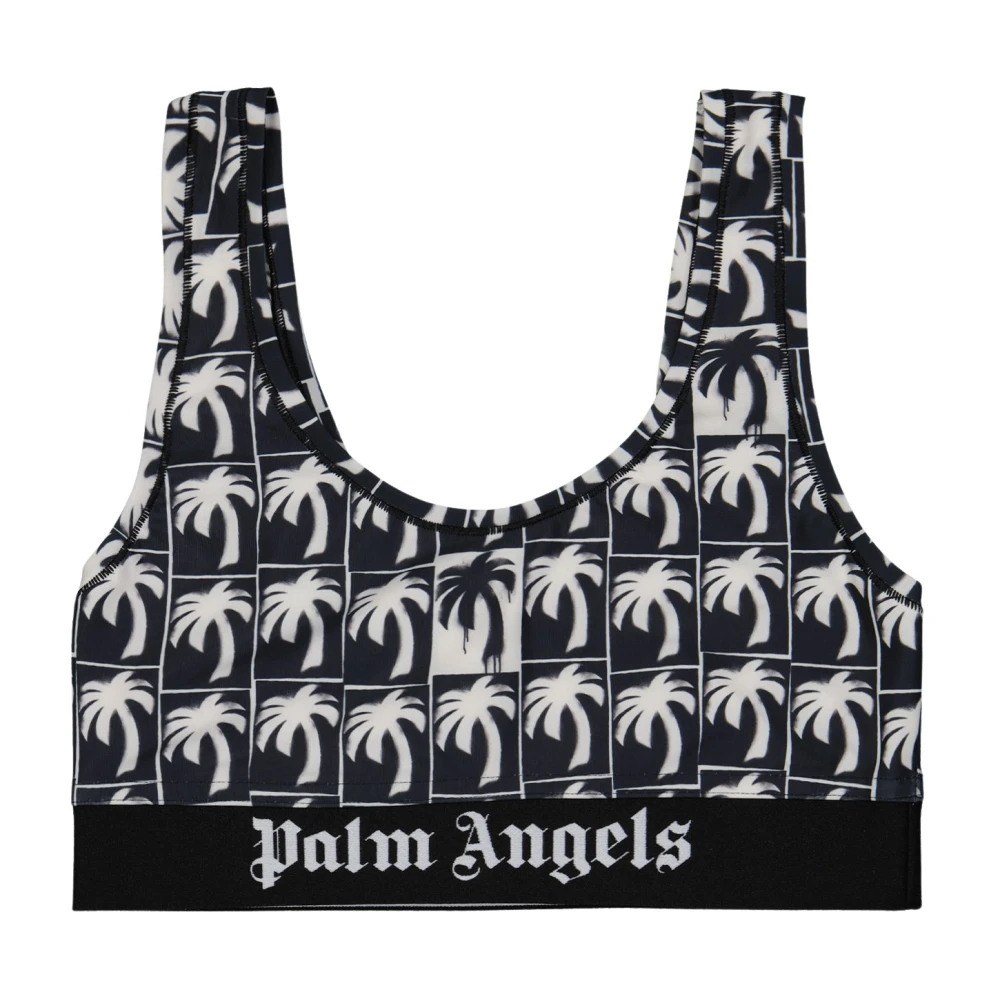 Palm Angels Palm Print Bralette Black Dames