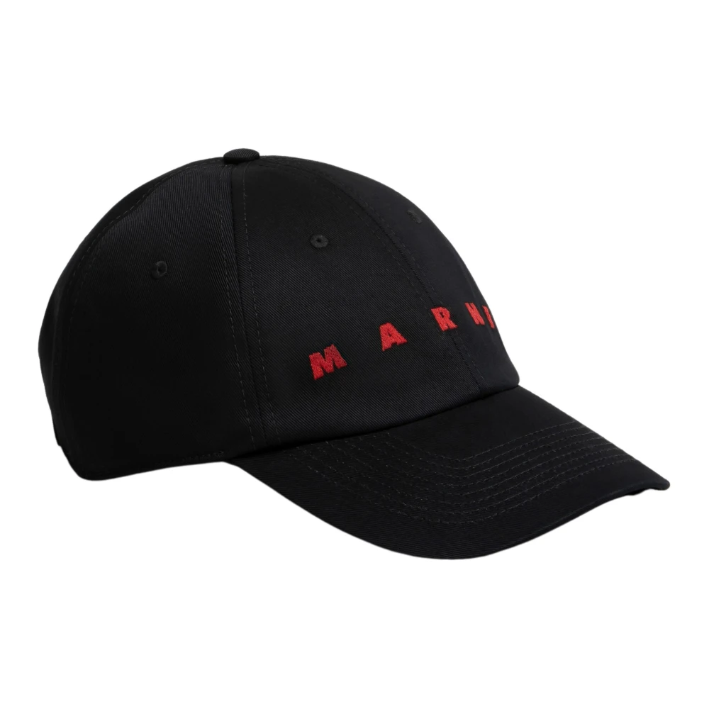 Marni Men's Black Gabardine Baseball Cap - Hats & Caps - S - Accessories