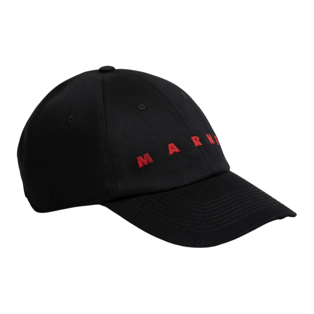 Marni gabardine baseball cap met geborduurd logo Black Heren