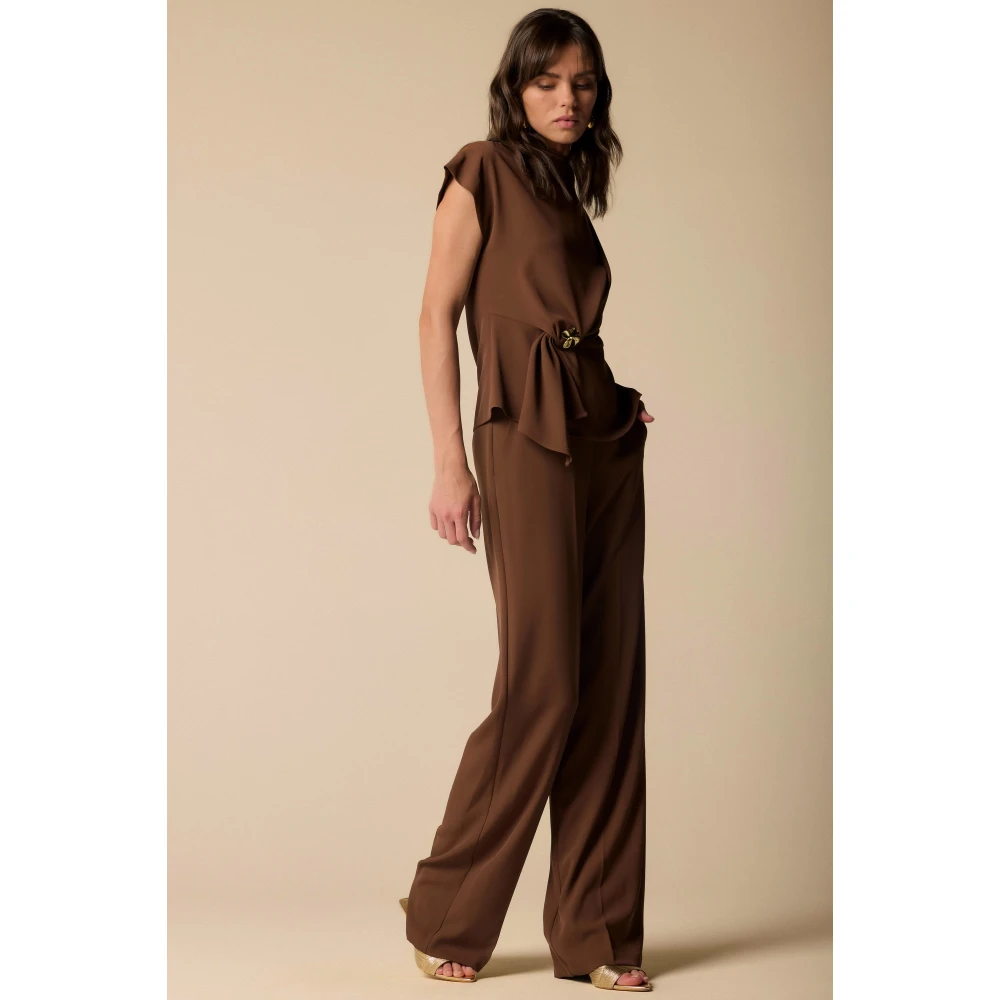 Kocca Elegante Maroon Tuniek Top en Broek Brown Dames
