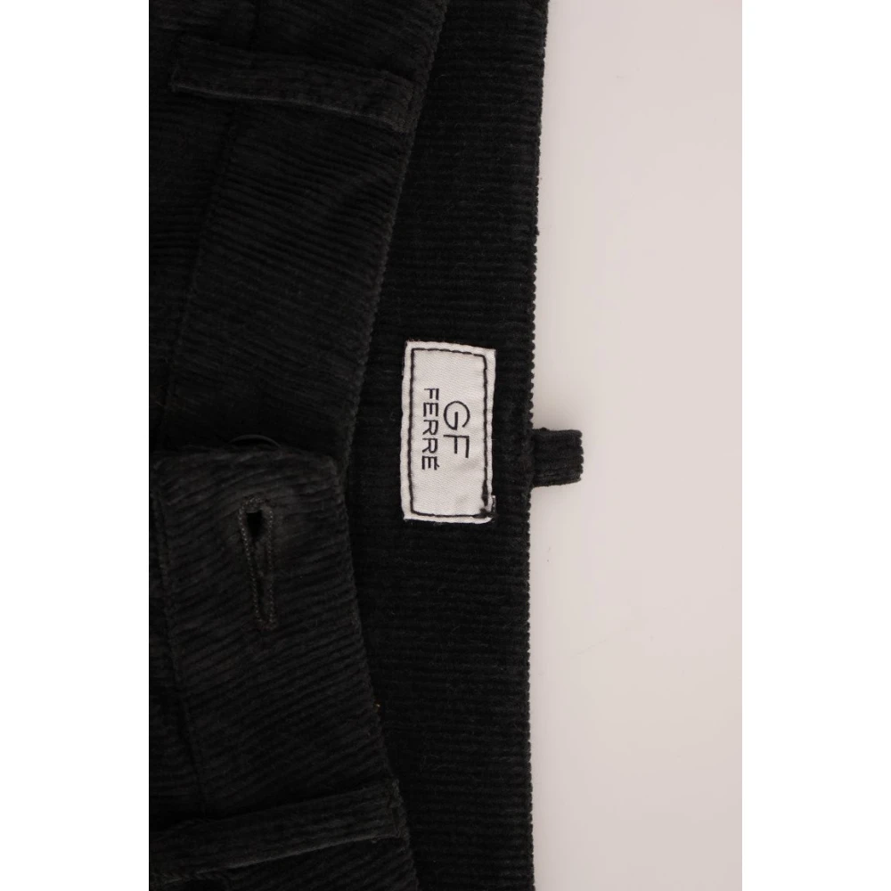 Gianfranco Ferré Elegante Zwarte Katoenen Ribfluwelen Broek Black Heren
