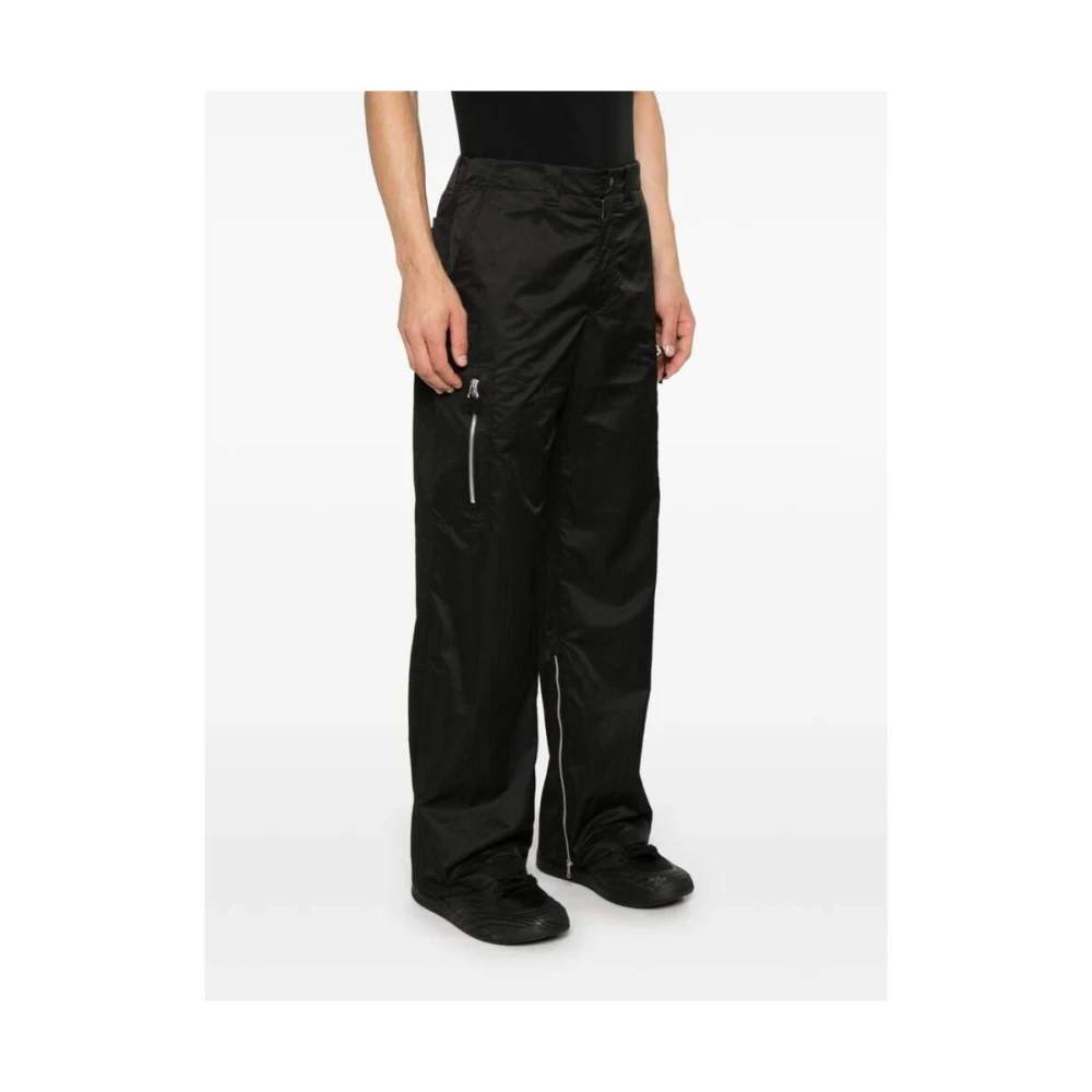 Our Legacy Zwarte Satijnen Straight Leg Broek Black Heren