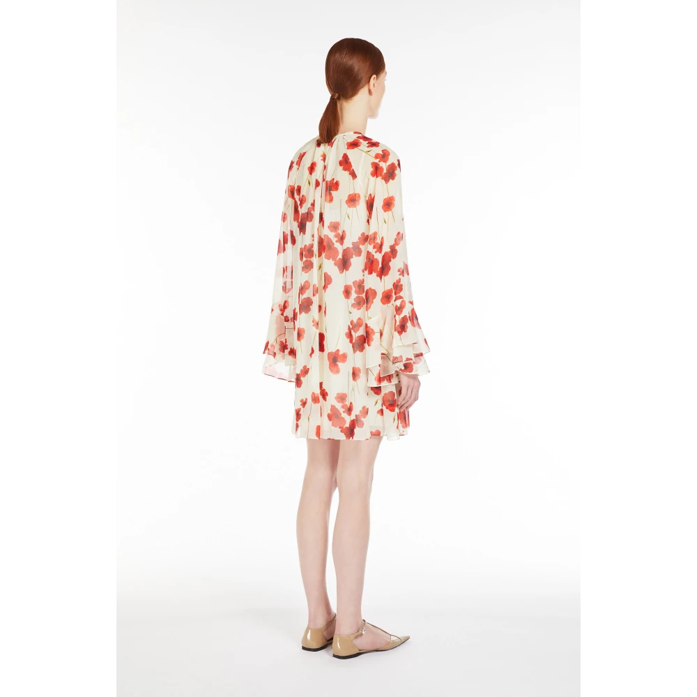 Max Mara Studio Bloemen Zijden Jurk Red Dames
