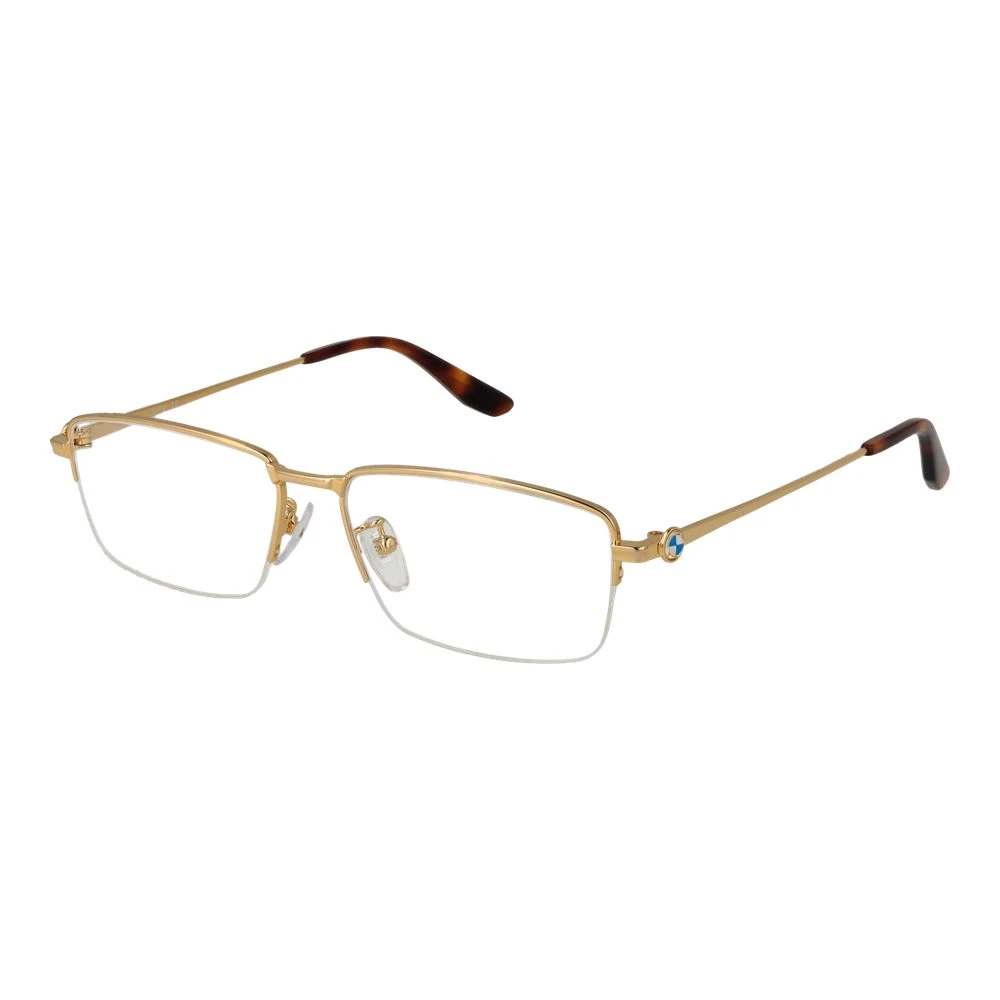 Bmw Men's Gold Metal Half-Rim Rectangle Optical Frames