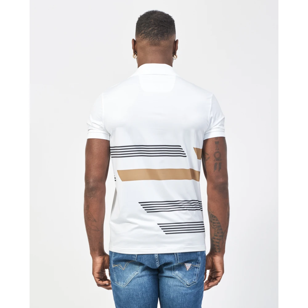 Hugo Boss Dynamische Polo met Logo en Strepen White Heren