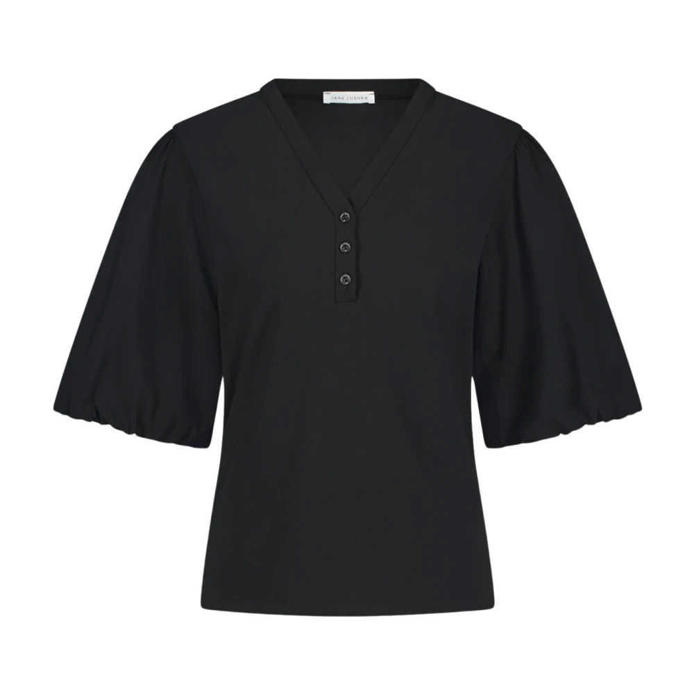 Jane Lushka Elegant Svart Topp med Puffärmar Black, Dam