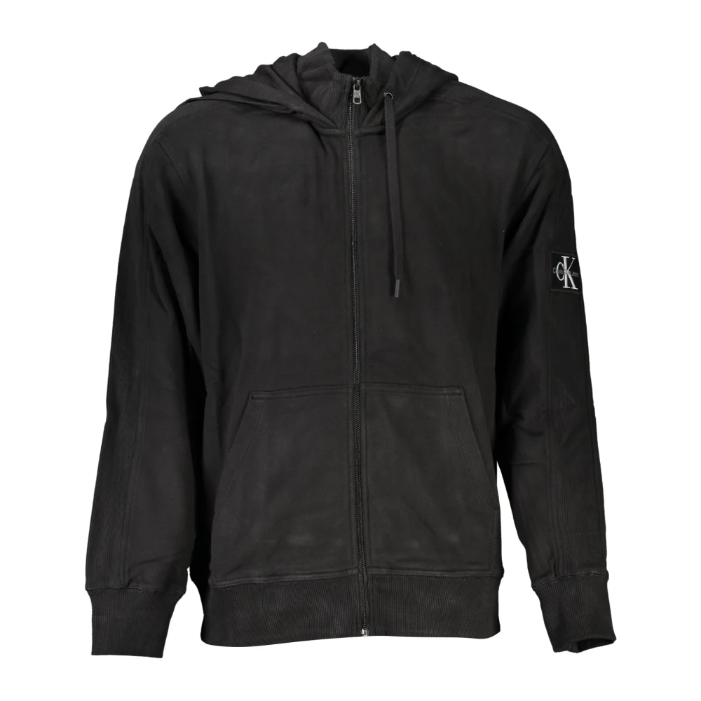 Calvin Klein Men's Black Zip-Throughs,, Hoodie With Zip And Logo Medium