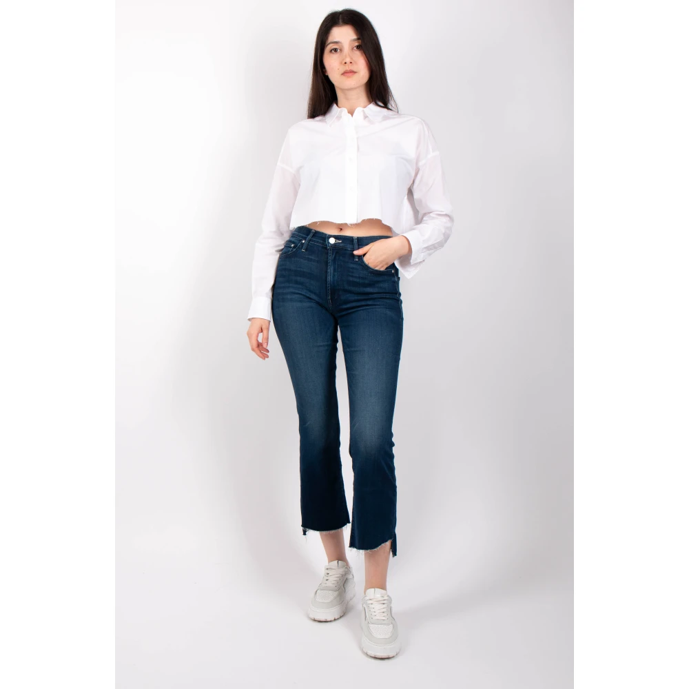 Mother Chic Insider Crop Stay Fray Jeans Blue Dames