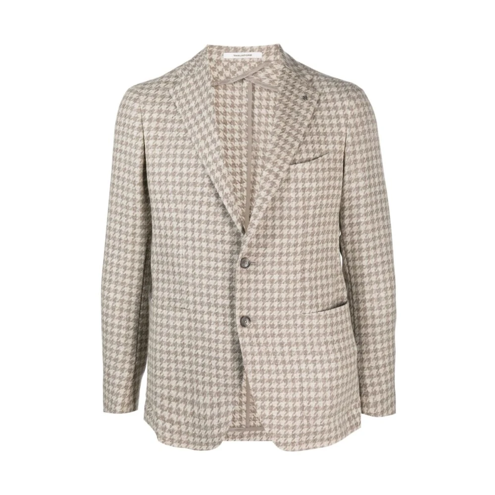 Tagliatore Hundtandsmönstrad Blazer Beige, Herr