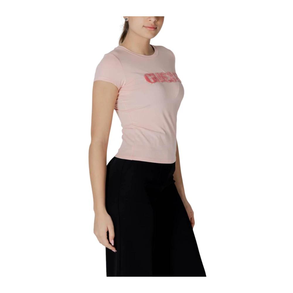 Guess Roze Ronde Hals T-Shirt voor Vrouwen Pink Dames