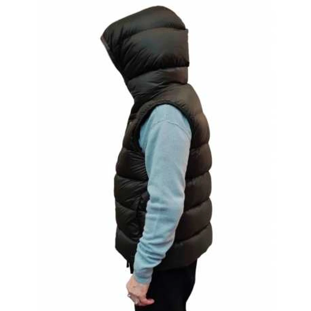 Rick Owens Mouwloze gewatteerde jas met capuchon Green Heren