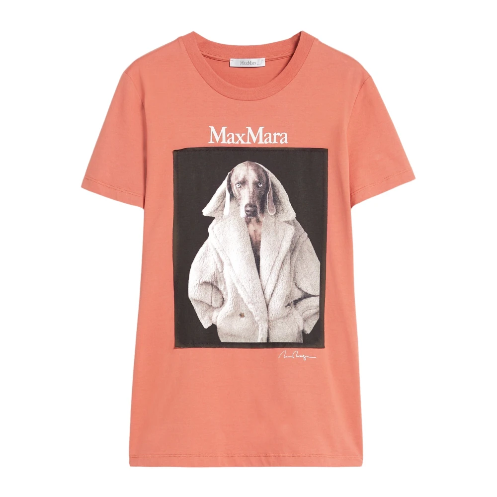 Max Mara Stijlvolle Valido T-shirt met Hondenprint Pink Dames