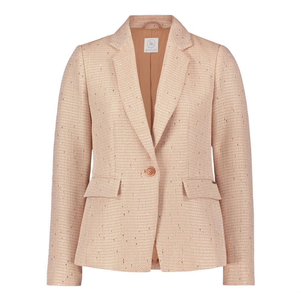 Betty & Co Korte blazer met pied-de-poule patroon Beige Dames