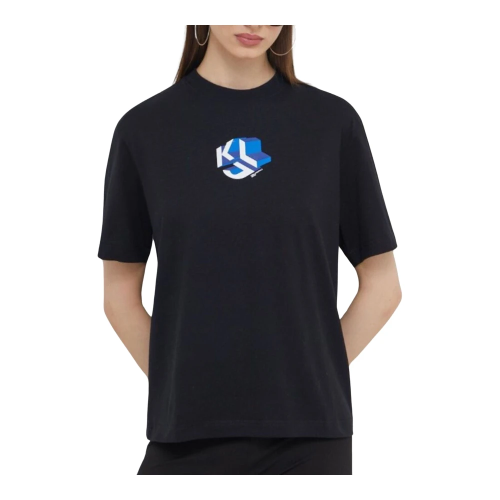 Karl Lagerfeld Donna Nero Logo Tee Vestibilità Regolare