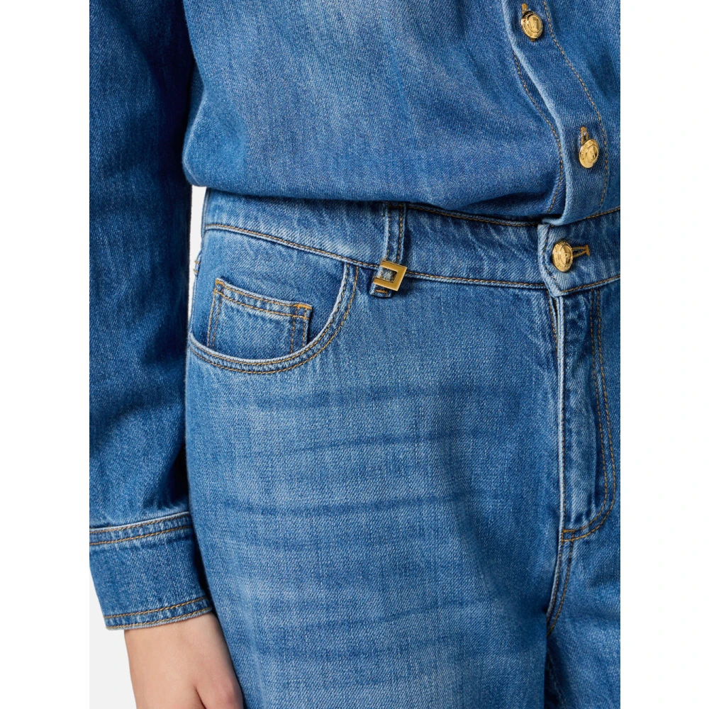 Elisabetta Franchi Denim jumpsuit met palazzo broek Blue Dames