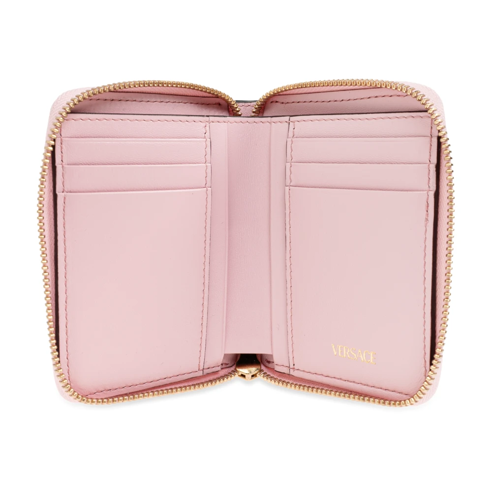 Versace Leren portemonnee met logo Pink Dames