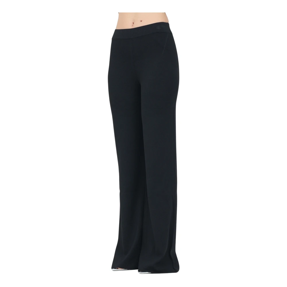 Calvin Klein Jeans Zwarte Gebreide Broek Wijde Snit Black Dames