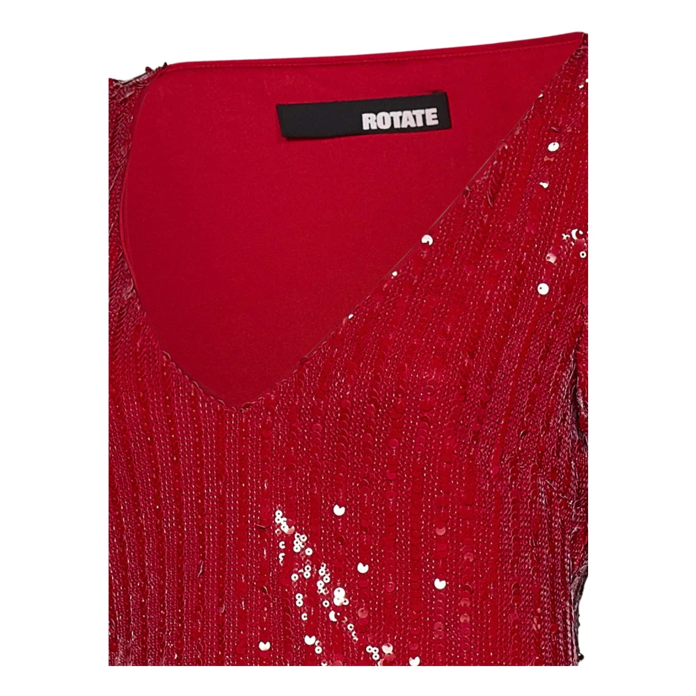Rotate Birger Christensen Rode V-hals Lange Mouw Nauwsluitende Blouse Red Dames