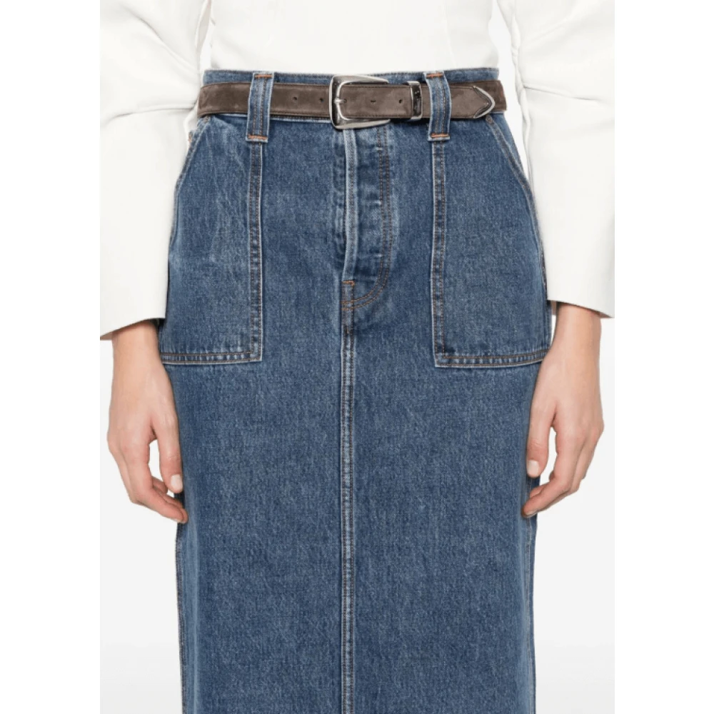 Khaite Blauwe Midi Jurk met Knoopsluiting Blue Dames