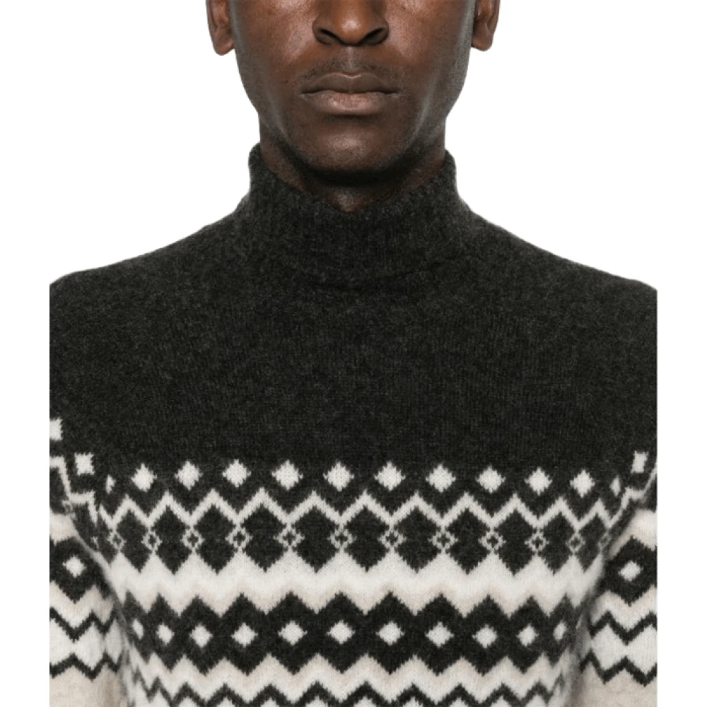Eleventy Intarsia Gebreide Rolnek Trui Black Heren