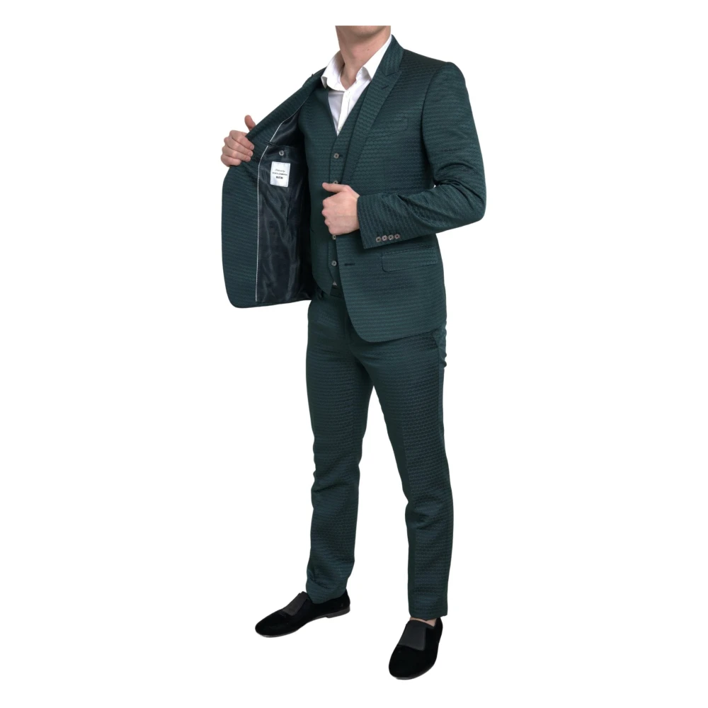 Dolce & Gabbana Smaragdgroen Slim Fit 3-Delig Pak Green Heren