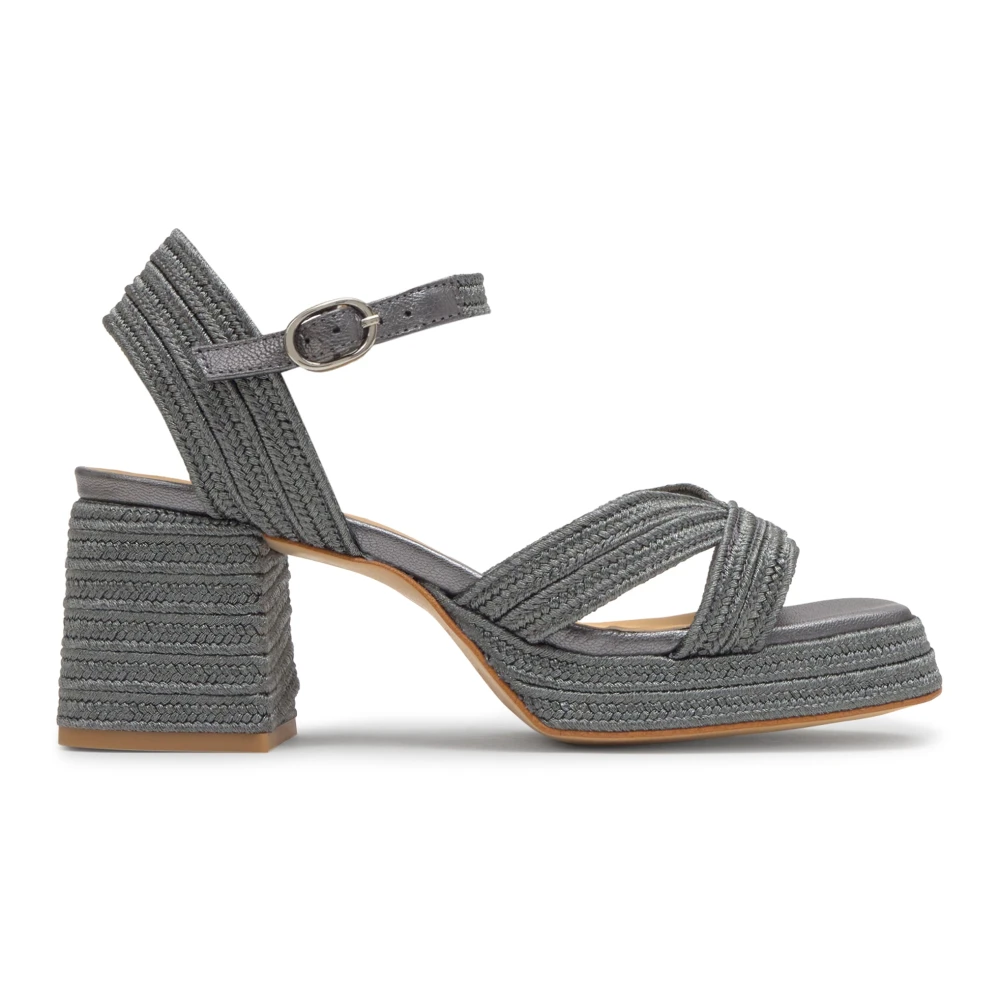 Castañer Women's Gray Vallita Sandal - High Heel Sandals - 7 Uk - Shoes