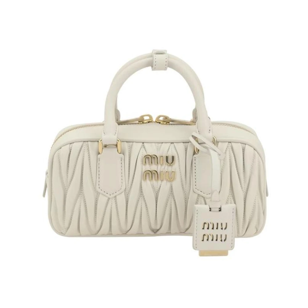 Miu Goudvergulde Monogram Handtas met Schouderband White Dames