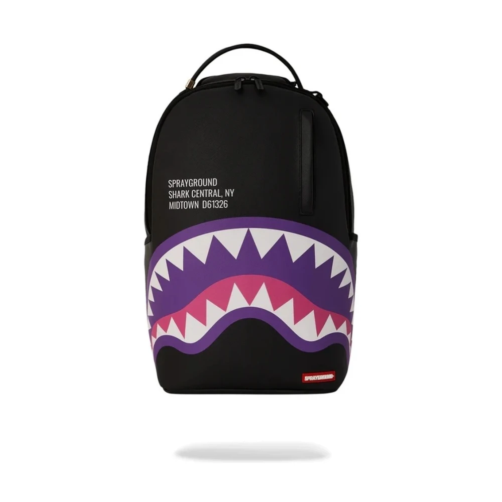 Sprayground Zwarte Shark Central Paarse Rugzak Black Heren