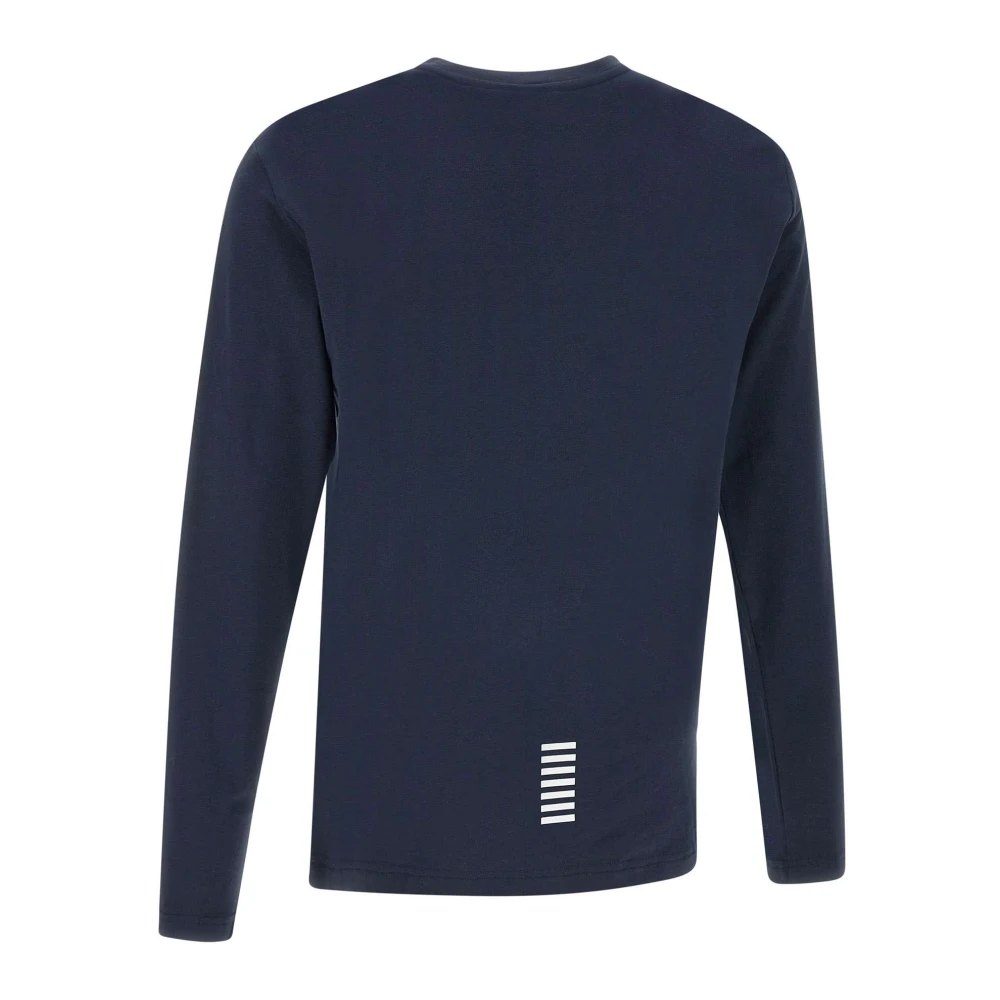 Emporio Armani EA7 Heren Katoenen Trui Navy Blauw Lange Mouwen Blue Heren