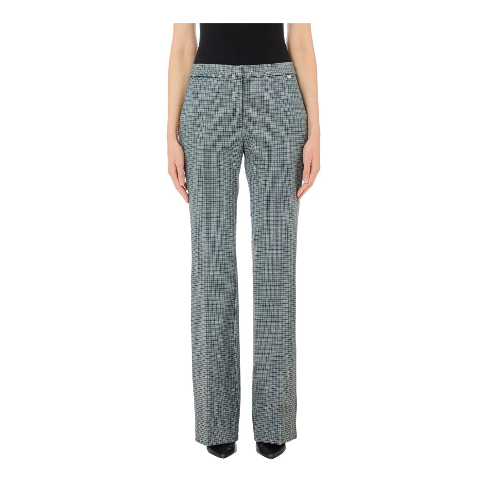 Liu Jo Milano Gebreide Flare Broek Geometrisch Patroon Gray Dames