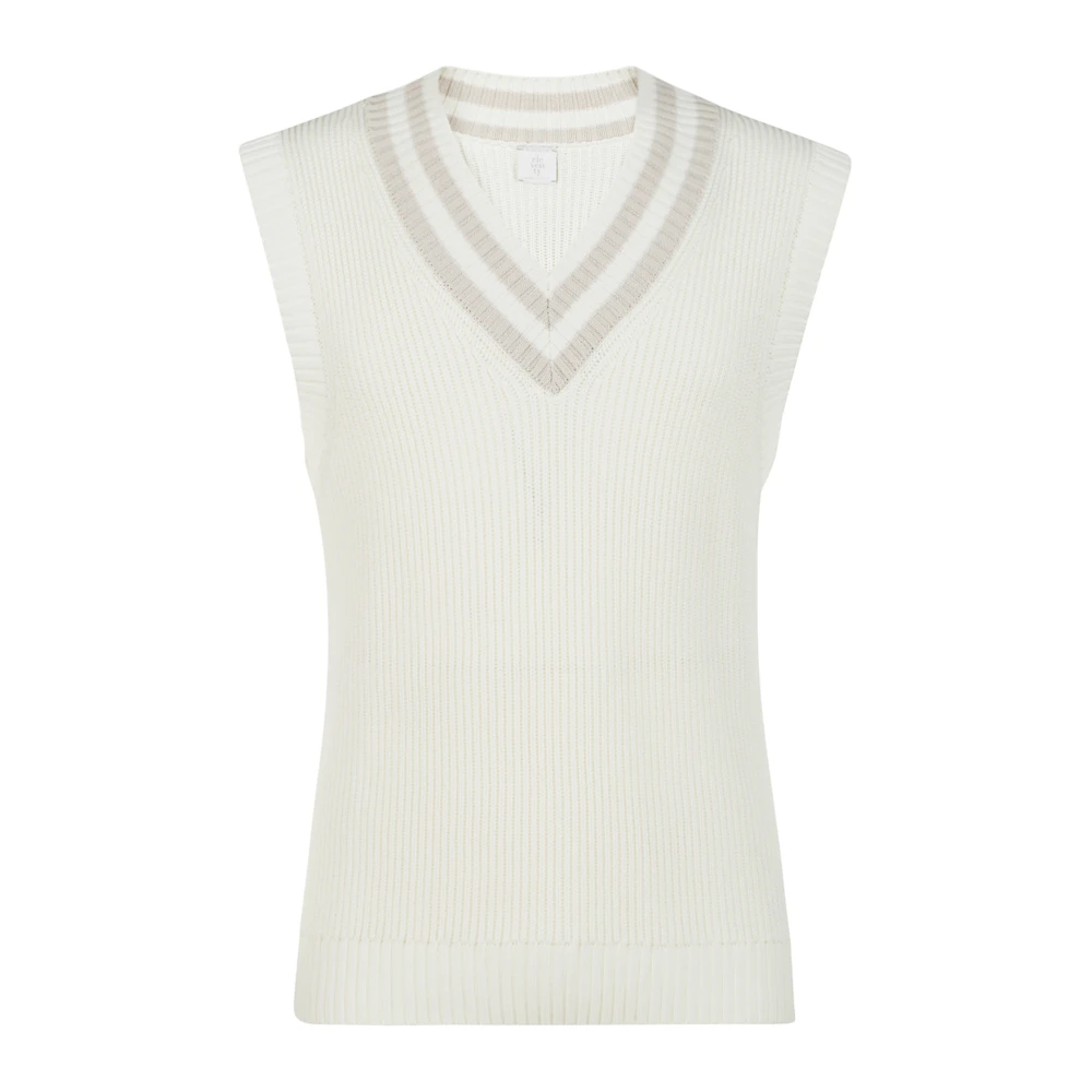 Eleventy Gebreid vest voor mannen White Heren