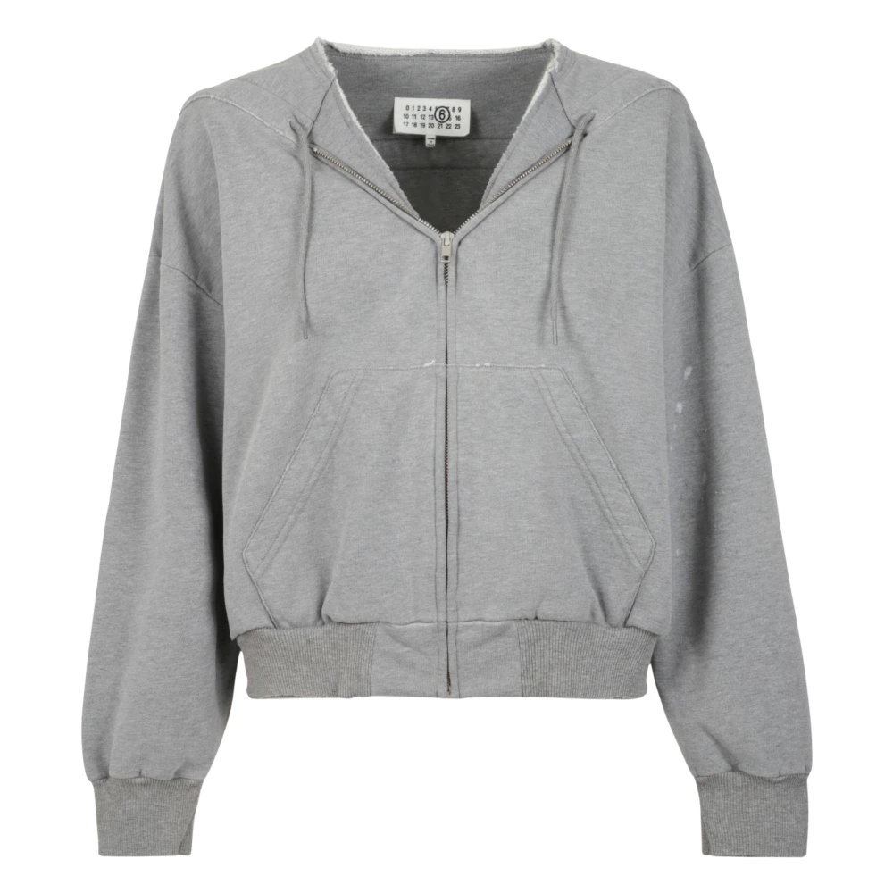 Mm6 Maison Margiela Women's Gray Zip-Throughs, L, Sweat Jacket