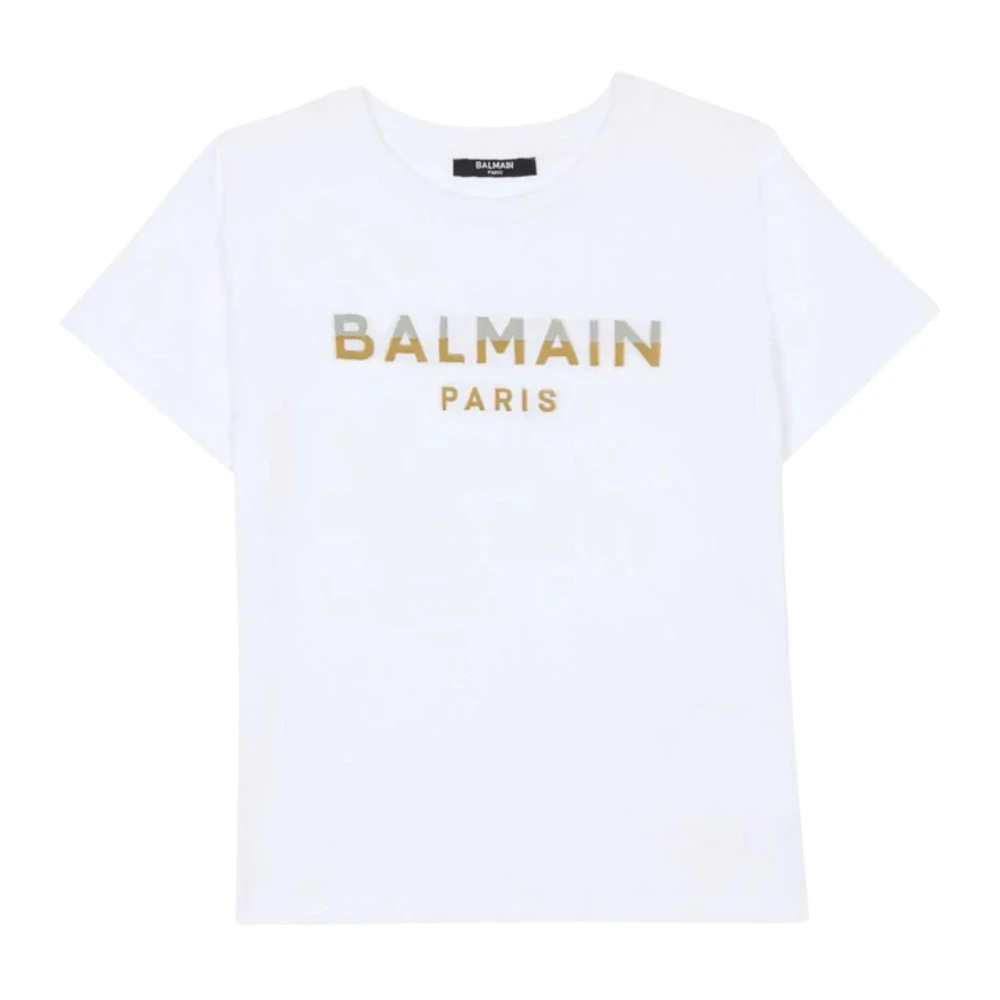 Balmain Vit T-shirt med centralt logotyp White, Unisex