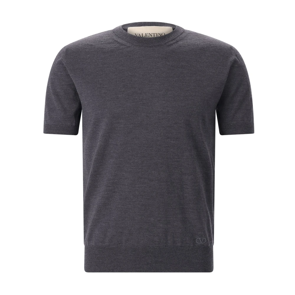 Valentino Mannelijk Grijs Tops Heren, M, Wol, T-Shirts