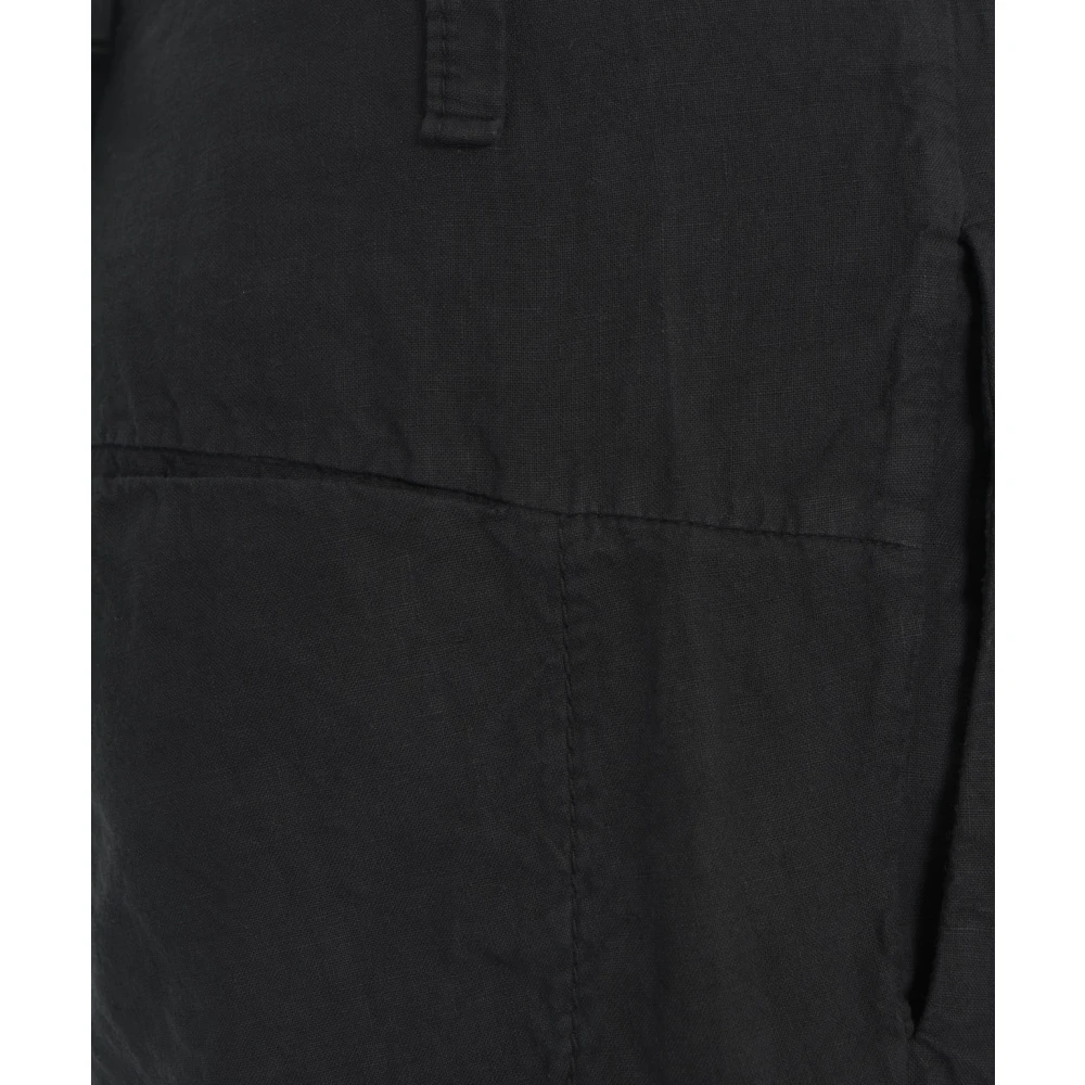 Transit Wijde Linnen Broek Zwart Black Heren
