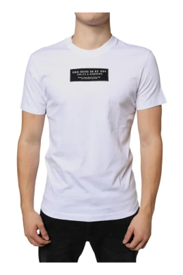 Vit Bomull Logo Applique T-shirt