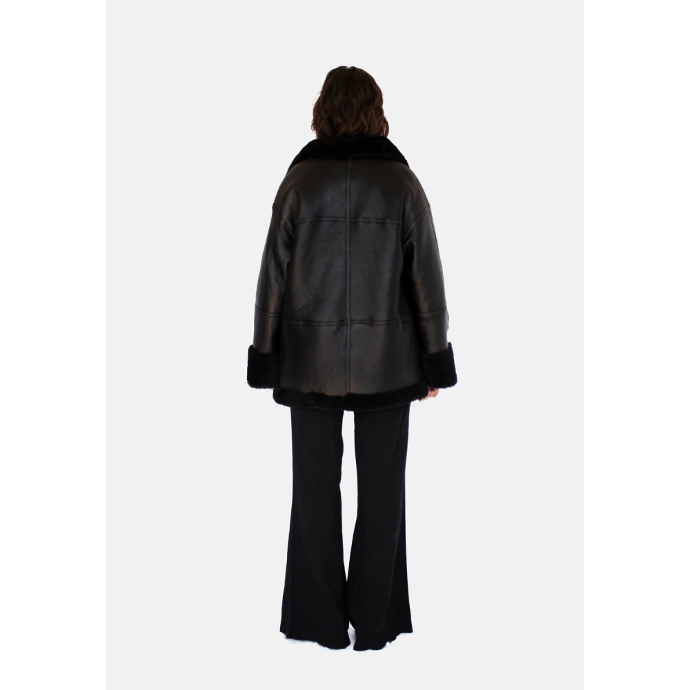 Just Things we Like Eiko Lambskin Shearling Jacket Black Dames