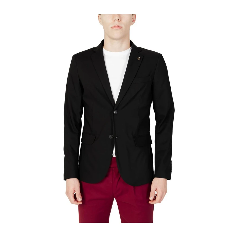 Gianni Lupo Men's Black Autumn/Winter Cotton Blend Blazer